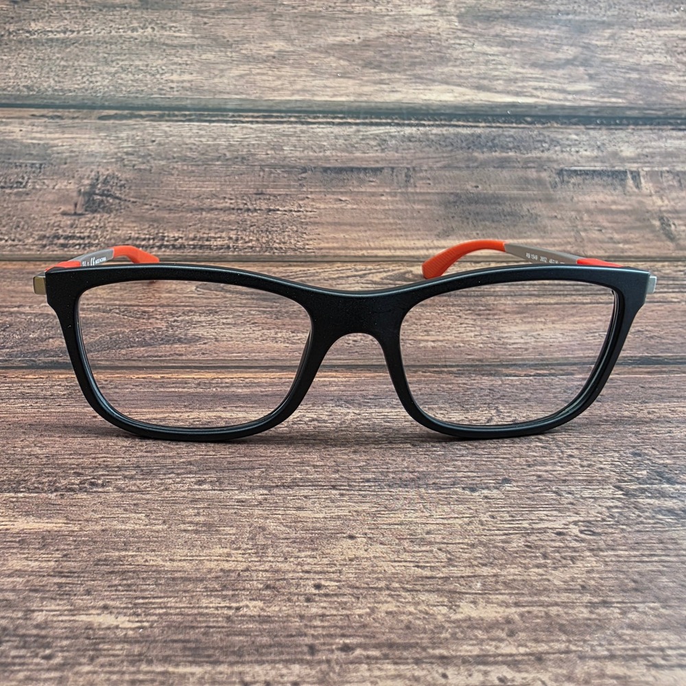 Ray-Ban RB 1549 3652 Black Red Silver Rectangular Eyeglass Frames 48-16-125